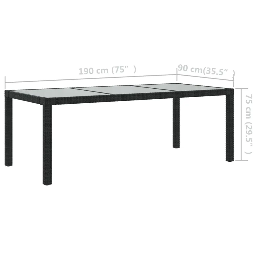 Ensemble à manger d'extérieur 9pcs coussins résine tressée noir - 11