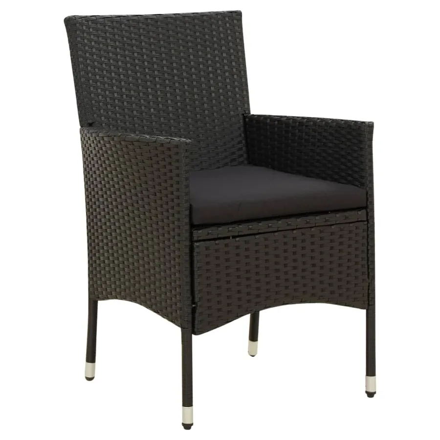Ensemble à manger d'extérieur 9pcs coussins résine tressée noir - 3