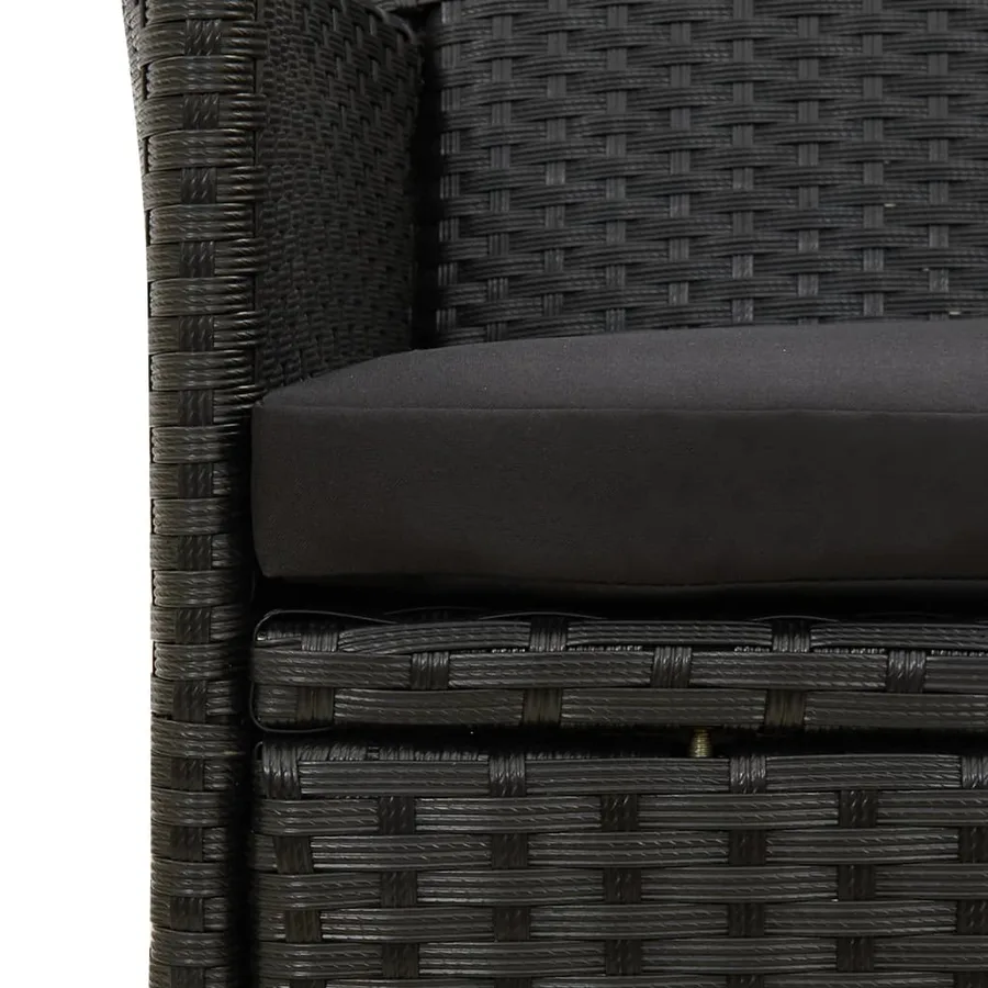 Outdoor Dining Set 9 pcs Cushions Poly Rattan Black - 7