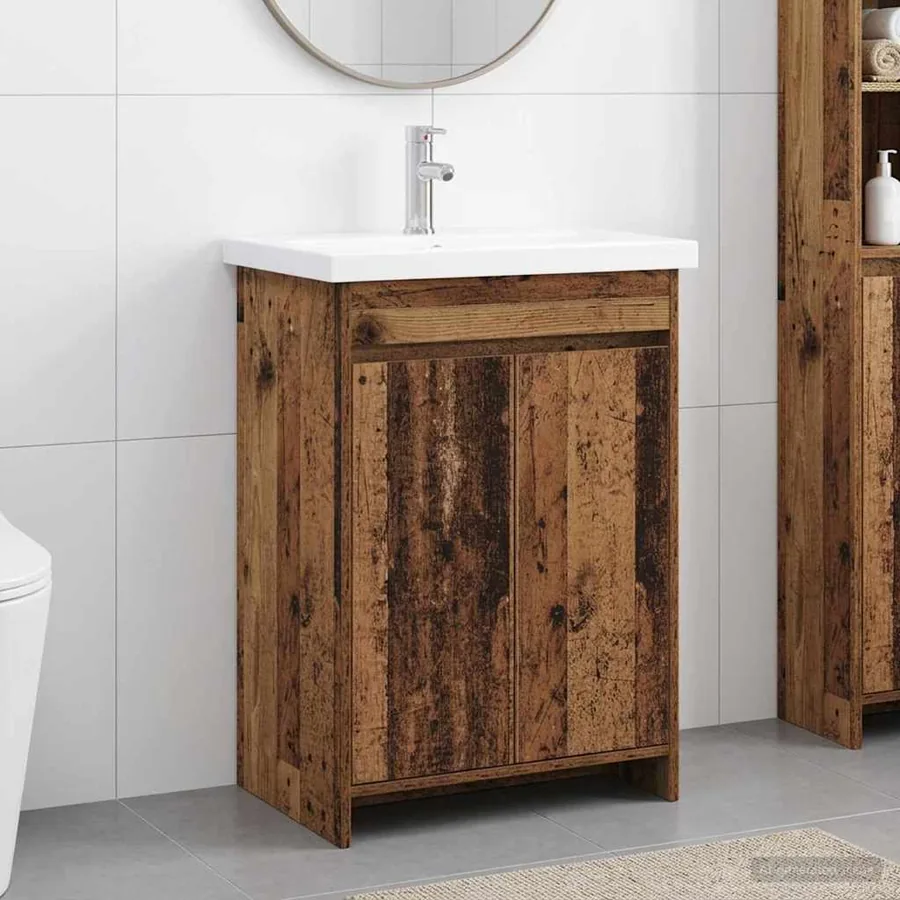 Ensemble de mobilier de salle de bain Bois ancien