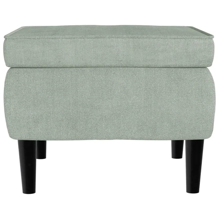 Fauteuil à oreilles avec tabouret gris clair velours - 9