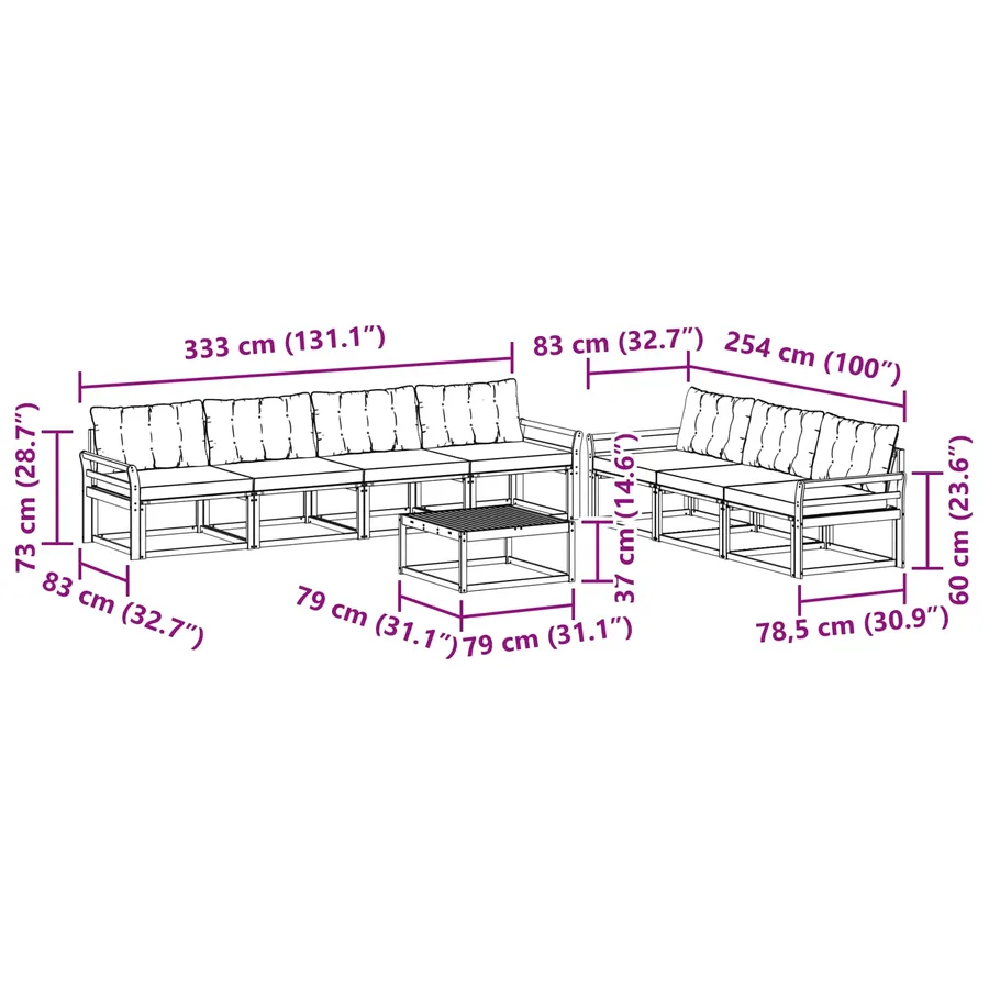 Ensemble de canapés d'extérieur 8 pcs Gris Naturel et Clair - 12