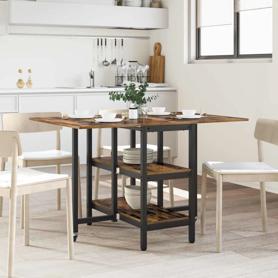 Table à dîner 122 x 80 x 76,5 cm Bois d'ingénierie Chêne fumé