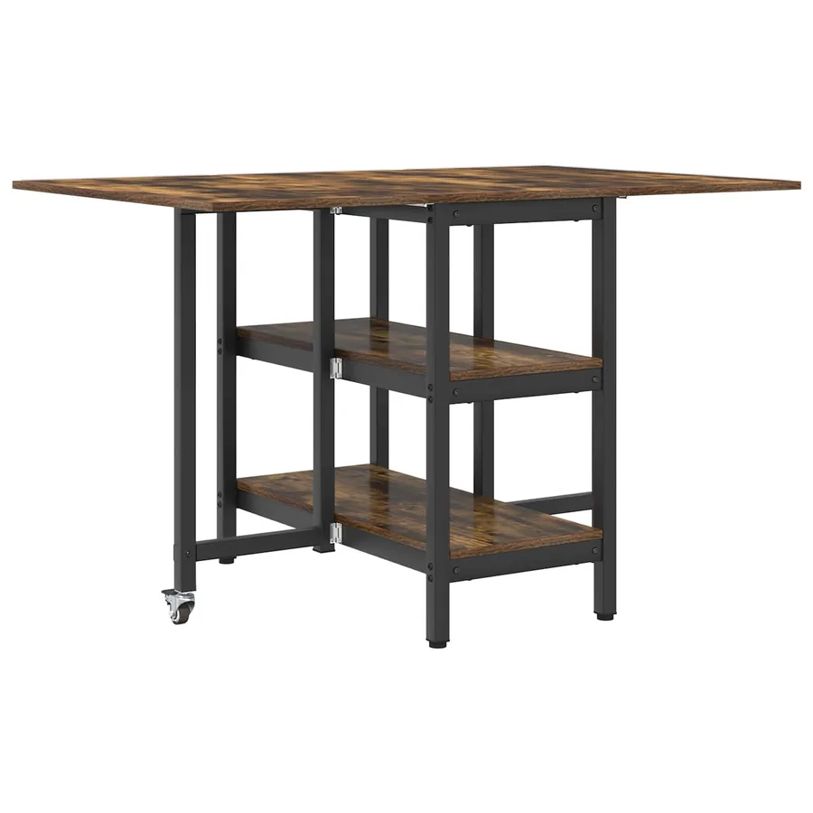 Table à dîner 122 x 80 x 76,5 cm Bois d'ingénierie Chêne fumé - 2