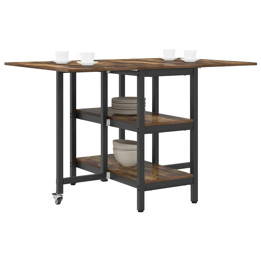 Table à dîner 122 x 80 x 76,5 cm Bois d'ingénierie Chêne fumé - 3