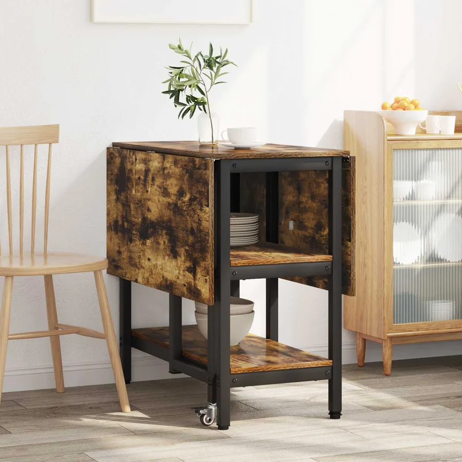 Table à dîner 122 x 80 x 76,5 cm Bois d'ingénierie Chêne fumé - 4