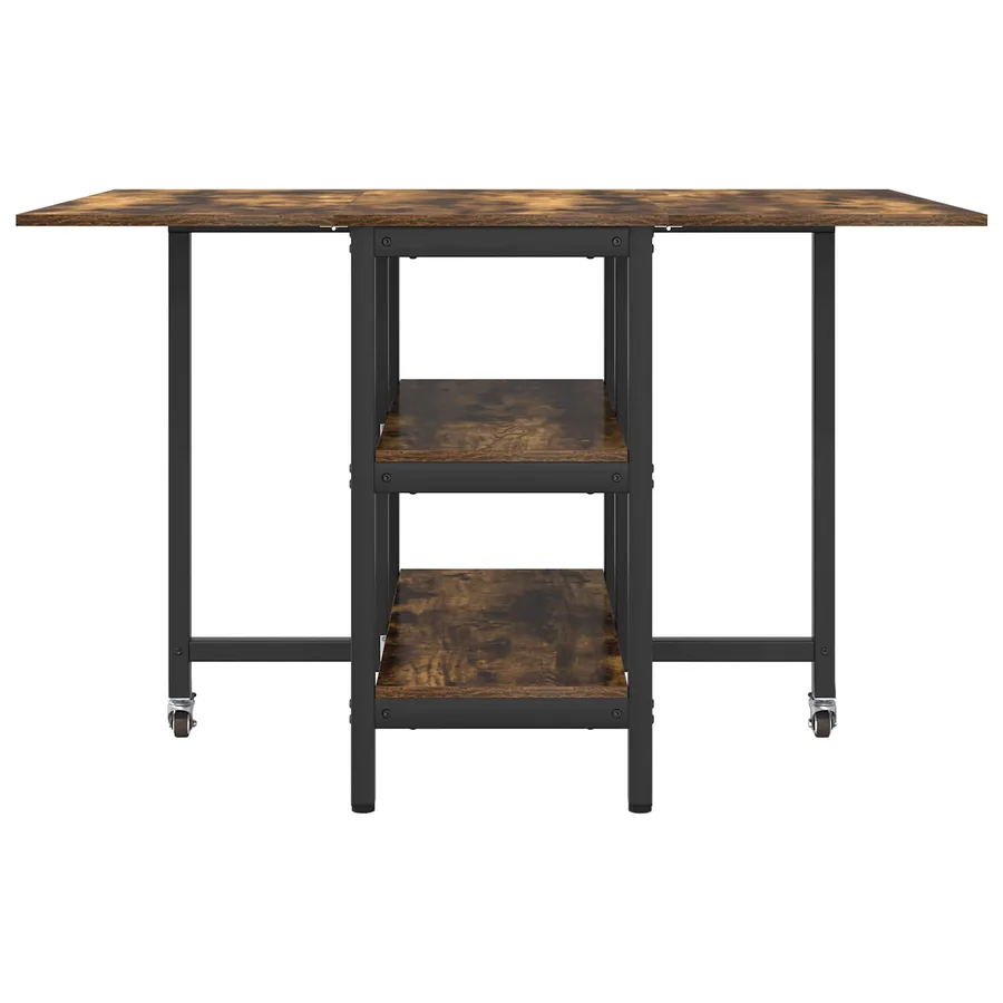 Table à dîner 122 x 80 x 76,5 cm Bois d'ingénierie Chêne fumé - 5