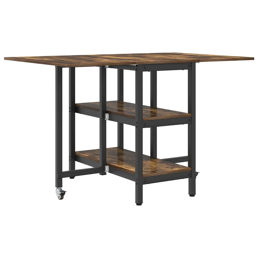 Table à dîner 122 x 80 x 76,5 cm Bois d'ingénierie Chêne fumé - 7