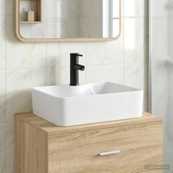 Lavabo de salle de bains Noir Mat 48,5 x 37,5 x 13 cm métal