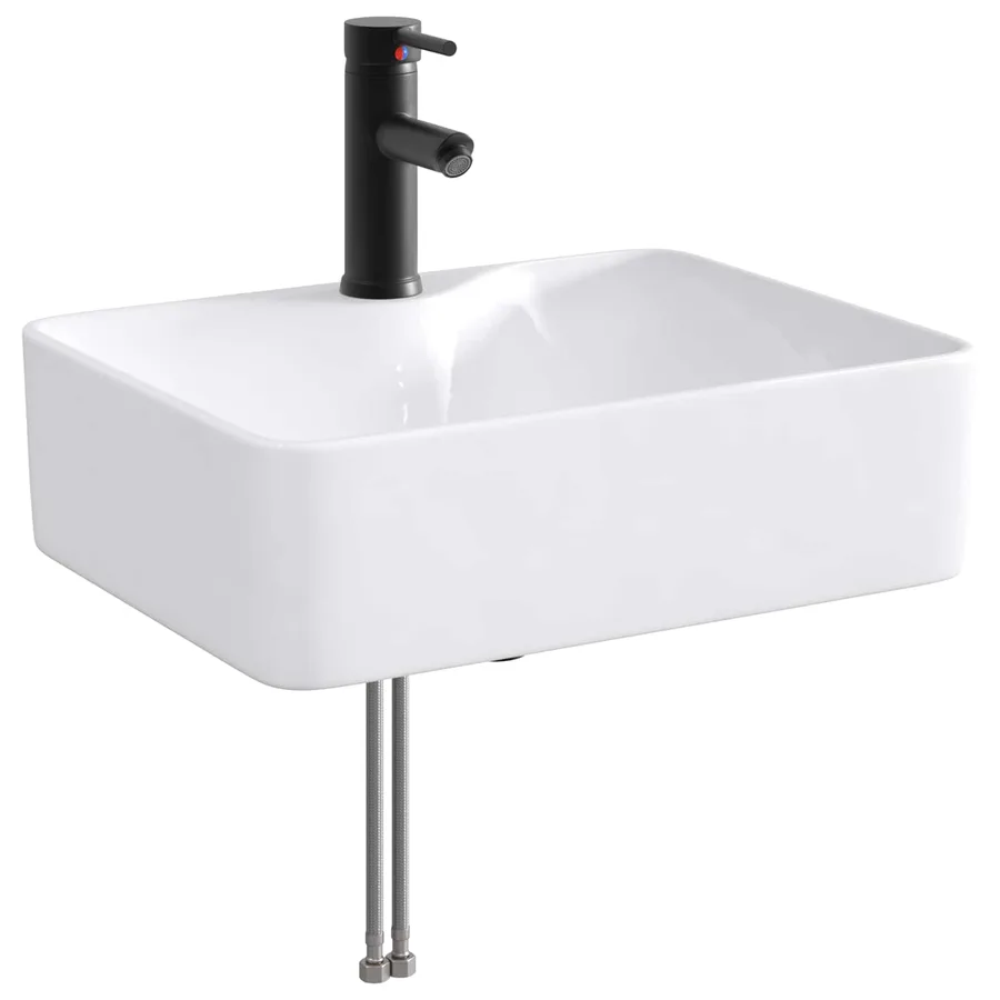 Lavabo de salle de bains Noir Mat 48,5 x 37,5 x 13 cm métal - 2