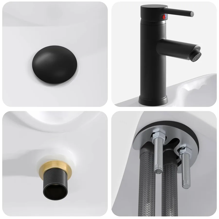 Lavabo de salle de bains Noir Mat 48,5 x 37,5 x 13 cm métal - 8