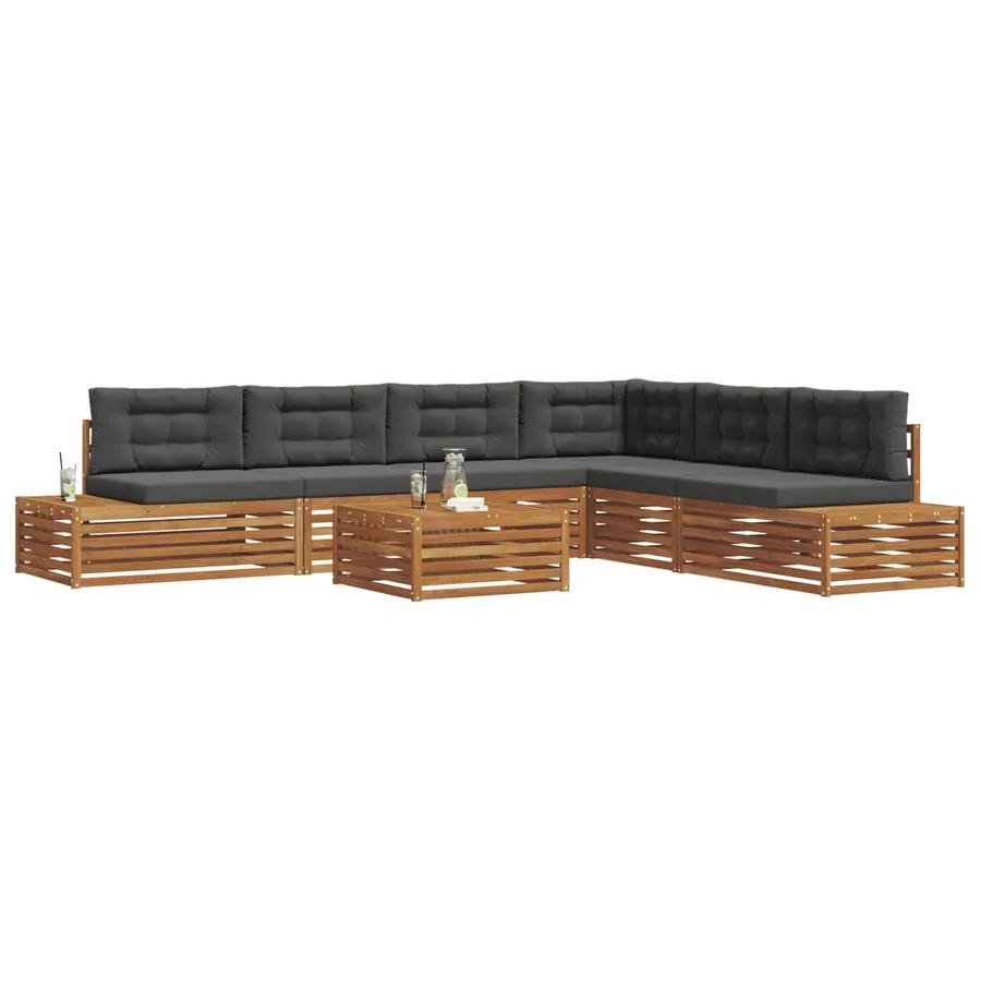 Ensemble de canapés d'extérieur 7 Pièce Naturel et Anthracite - 3