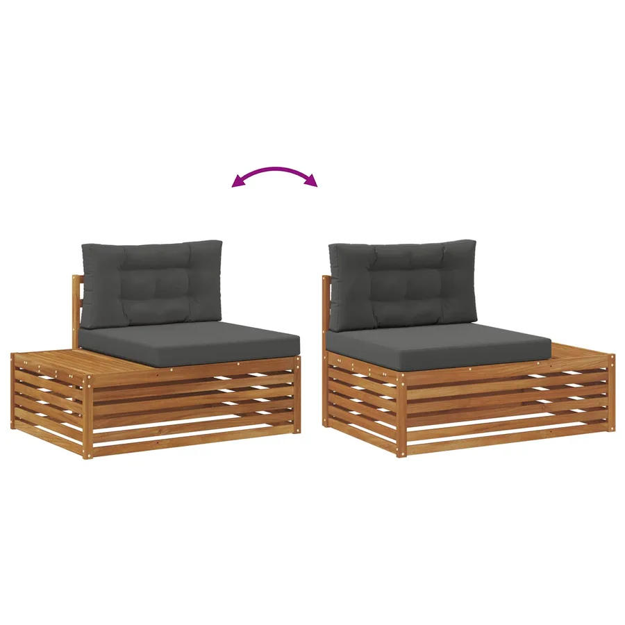 Ensemble de canapés d'extérieur 7 Pièce Naturel et Anthracite - 8