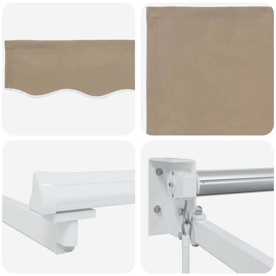 Store rétractable manuel avec LEDs Beige et blanc 4,5 × 3 m - 9