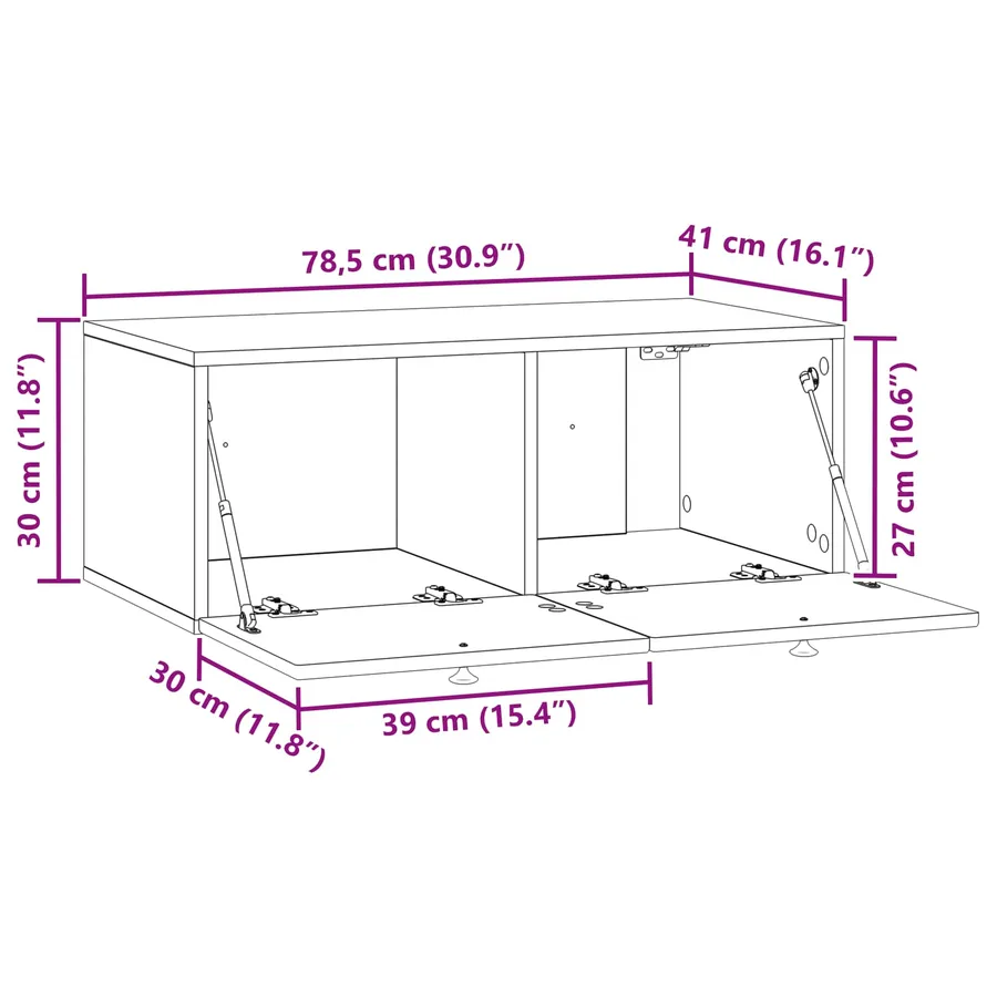 Meuble TV mural Montage mural Blanc brillant 78,5 x 41 x 30 cm - 11