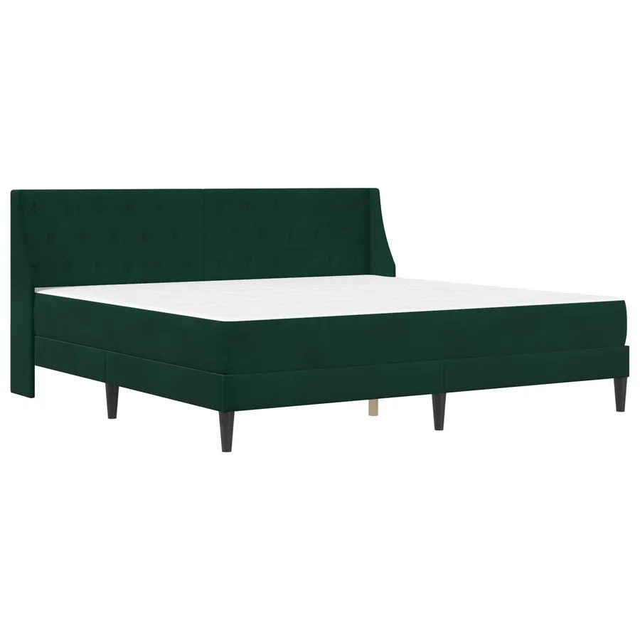 Cadre de lit avec matelas Vert foncé 200 x 200 cm Velours - 3