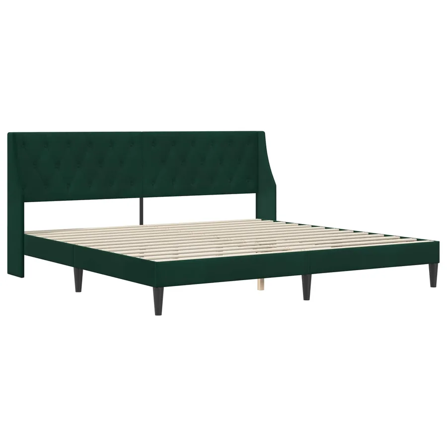 Cadre de lit avec matelas Vert foncé 200 x 200 cm Velours - 4