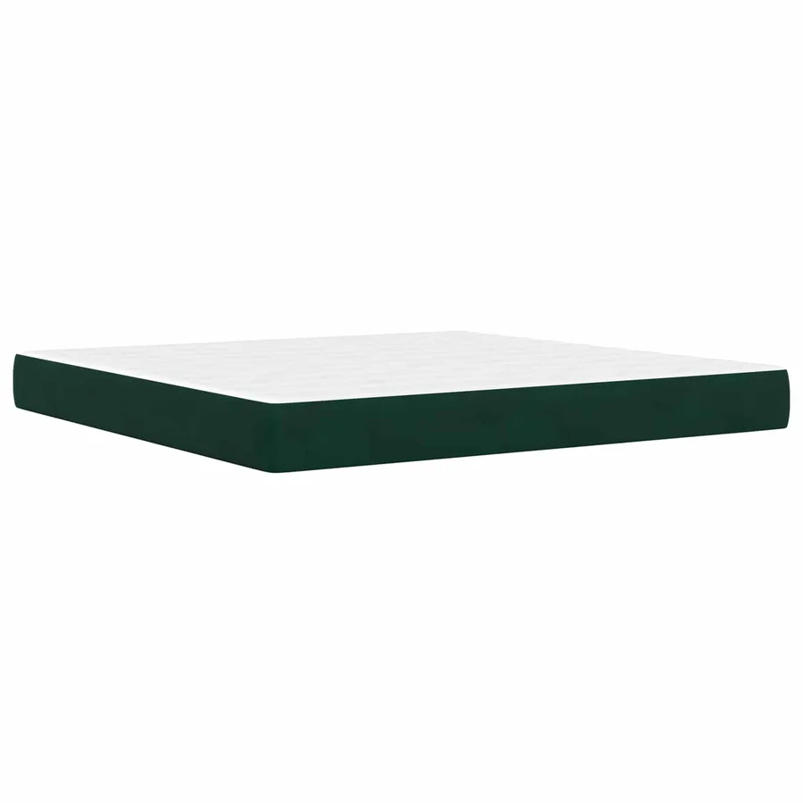 Cadre de lit avec matelas Vert foncé 200 x 200 cm Velours - 5