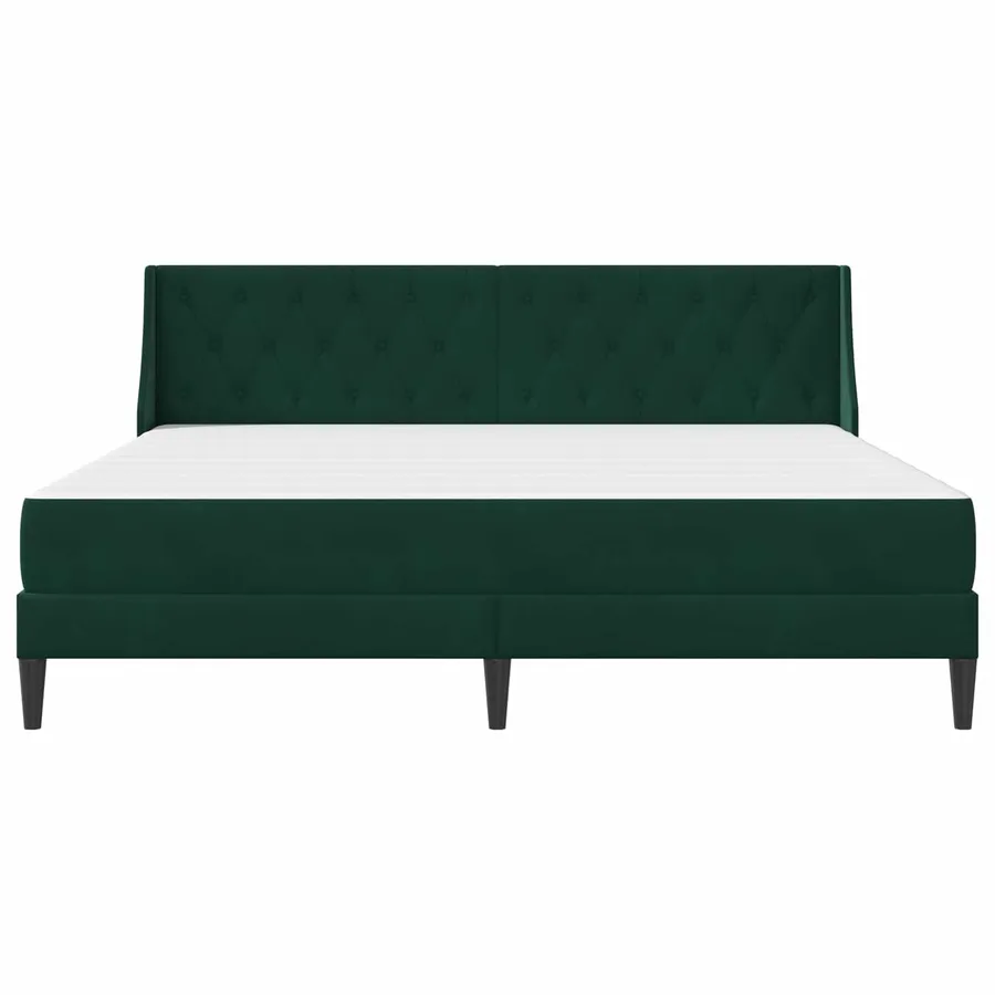 Cadre de lit avec matelas Vert foncé 200 x 200 cm Velours - 6