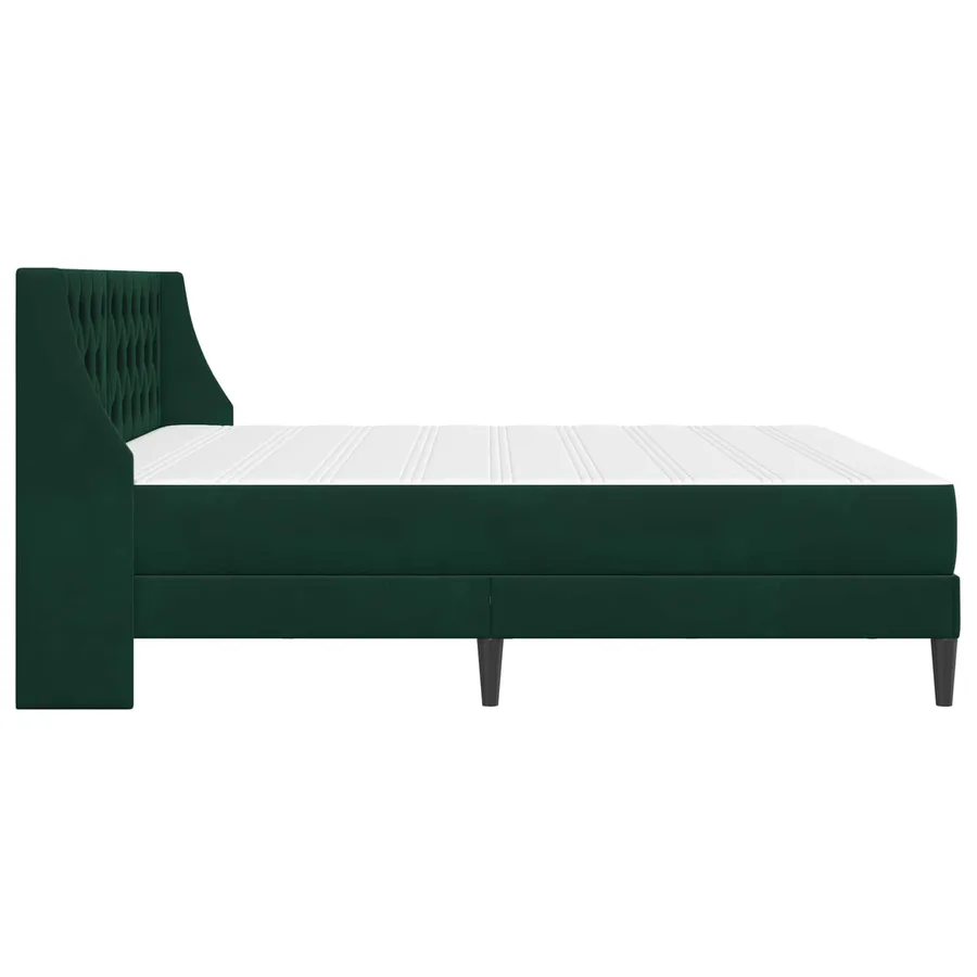 Cadre de lit avec matelas Vert foncé 200 x 200 cm Velours - 7