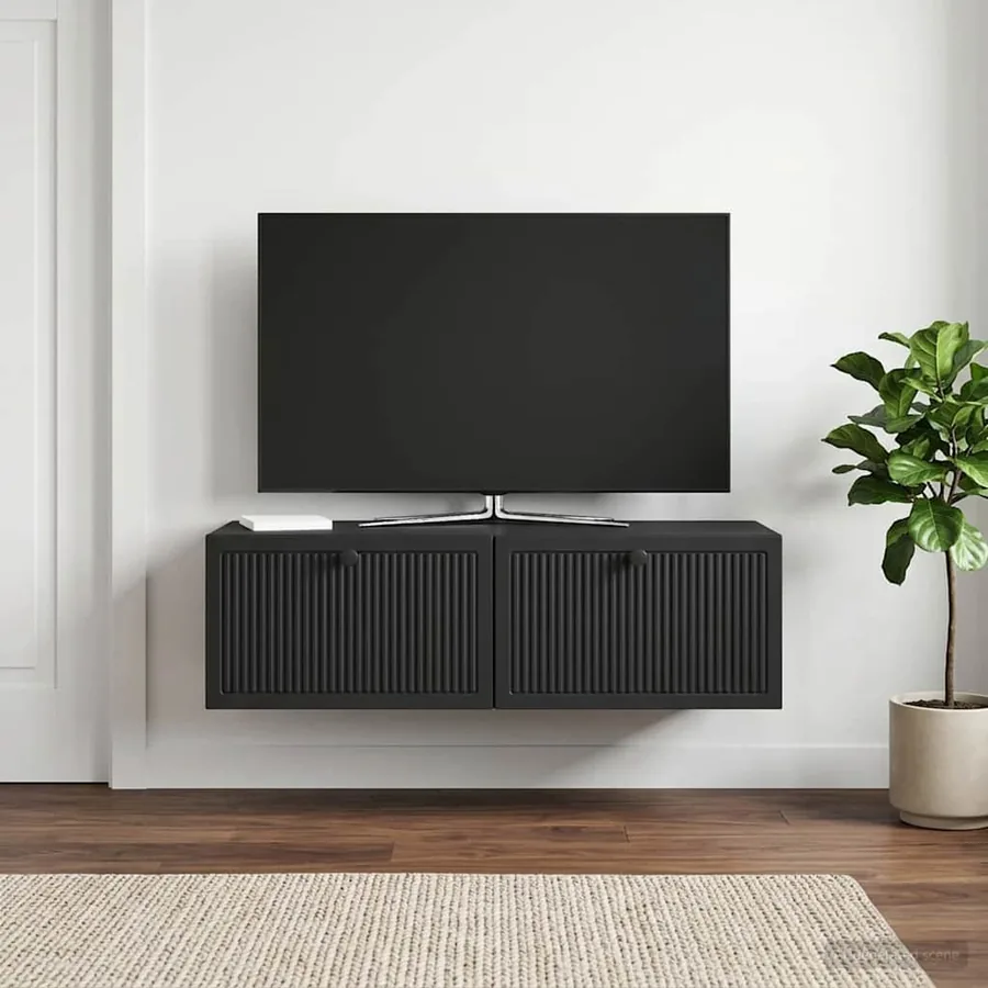 Meuble TV mural Noir 98 x 41 x 30 cm Bois d'ingénierie