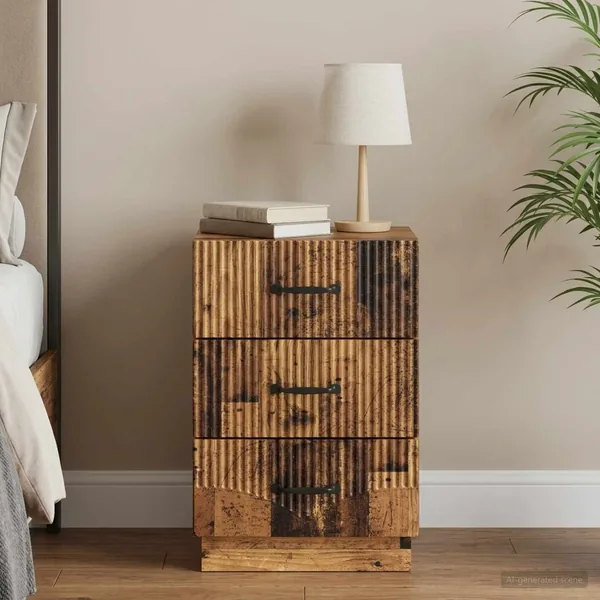 Cabinet de chevet avec tiroir Bois ancien 43 x 41 x 63,5 cm