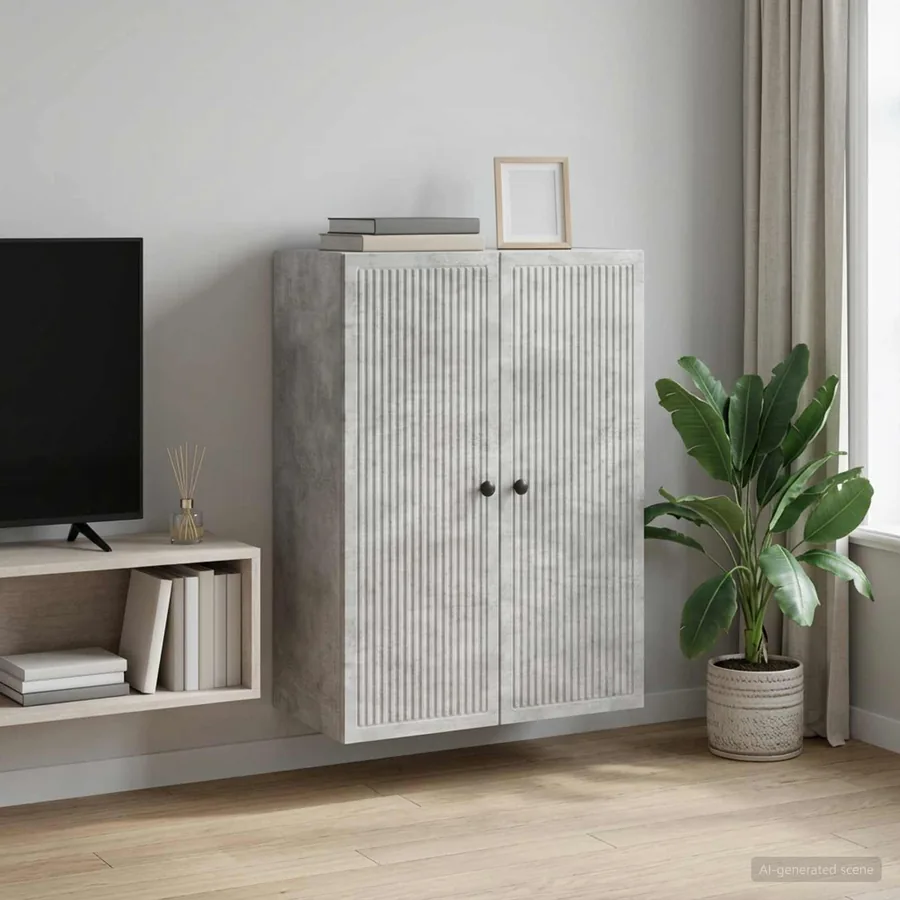 Armoire Murale Gris béton 66 x 34,5 x 90 cm Bois d'ingénierie