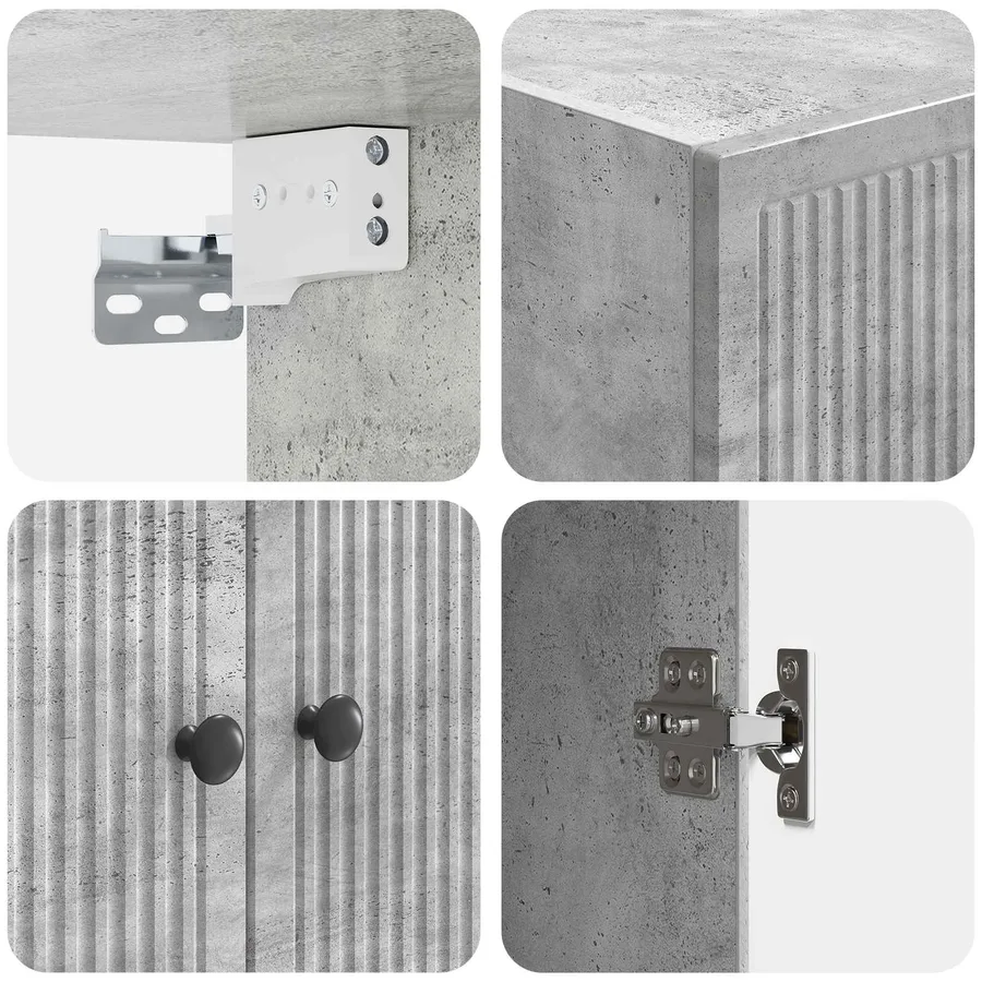 Armoire Murale Gris béton 66 x 34,5 x 90 cm Bois d'ingénierie - 7
