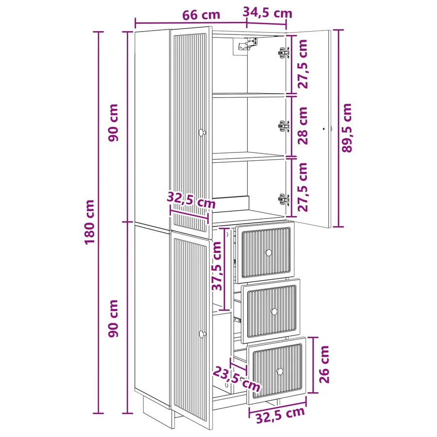 Ensemble de Meubles 2 pcs 66 x 34,5 x 90 cm Bois d'ingénierie - 9
