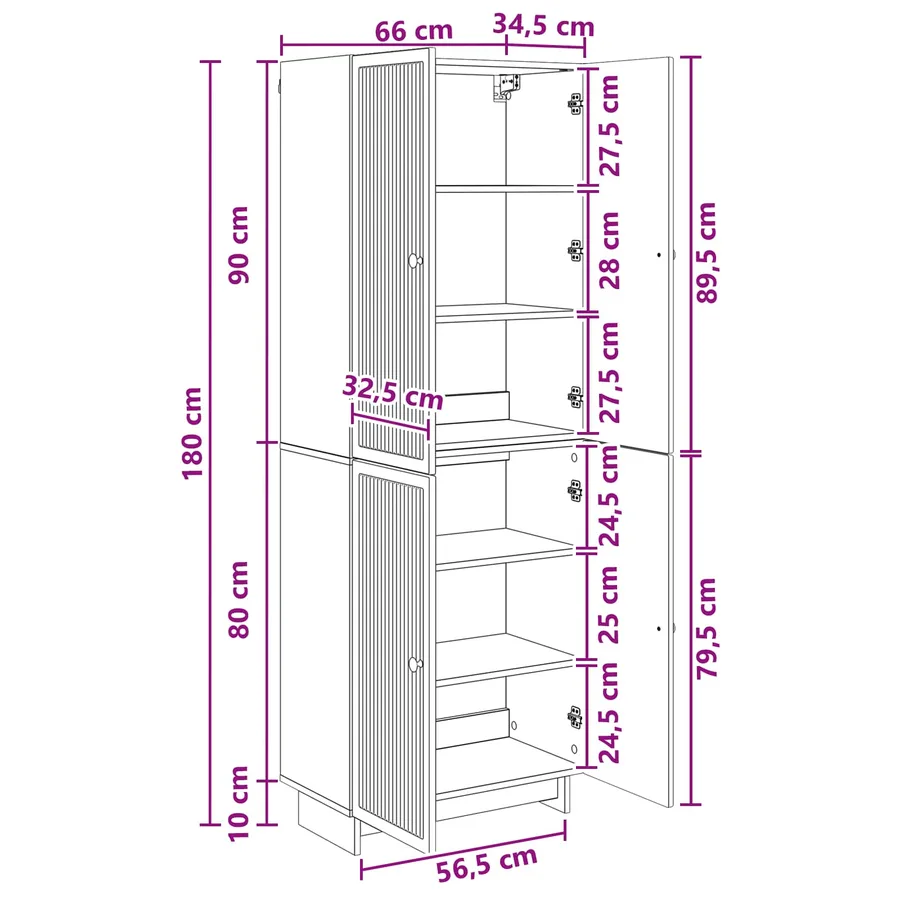 Ensemble de Meubles 2 pcs Blanc brillant 66 x 34,5 x 90 cm - 10