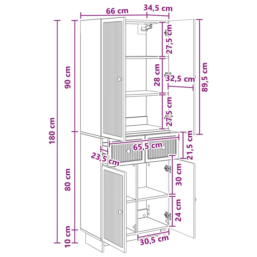 Ensemble de Meubles 2 pcs 66 x 34,5 x 90 cm Bois d'ingénierie - 8
