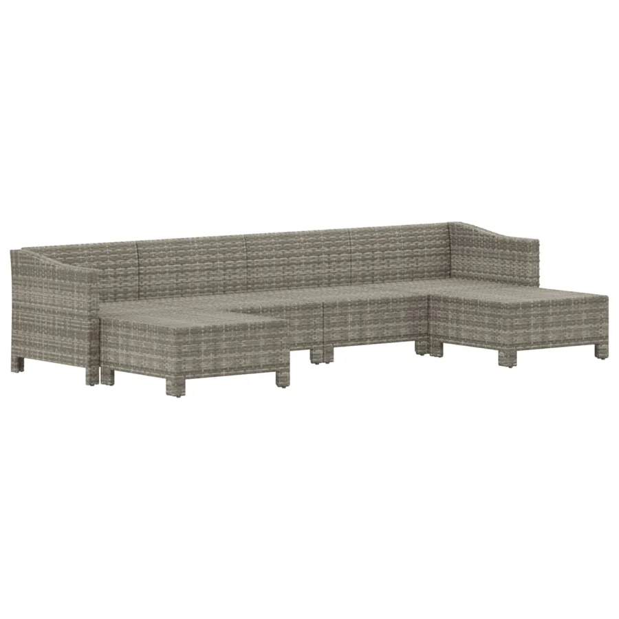 Salon de jardin 6 pcs avec coussins Gris Résine tressée - 4