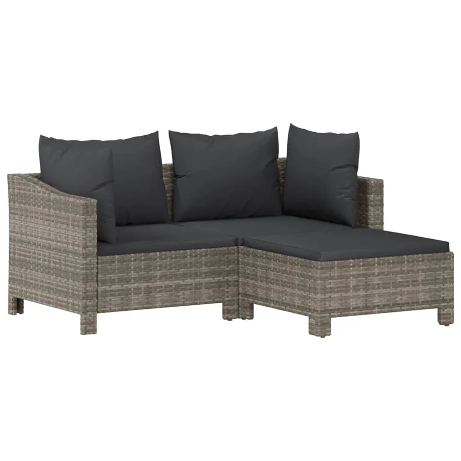 Garden Lounge Set 6 pcs with Cushions Grey Poly Rattan - 5