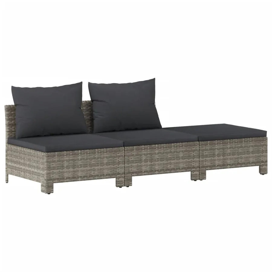 Salon de jardin 6 pcs avec coussins Gris Résine tressée - 6