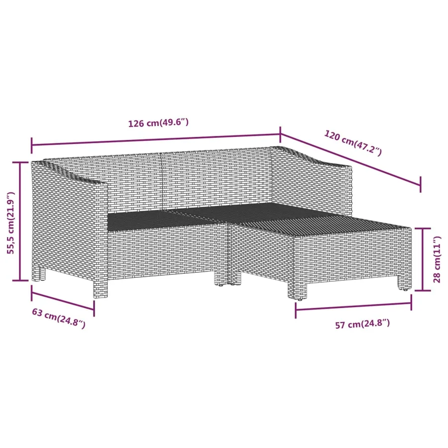Garden Lounge Set 6 pcs with Cushions Grey Poly Rattan - 8