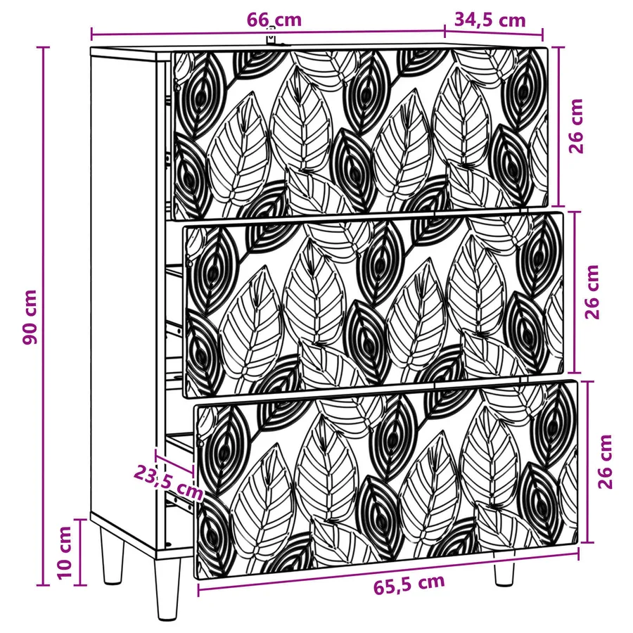 Armoire à tiroirs Chêne Sonoma 66 x 34,5 x 90 cm - 8