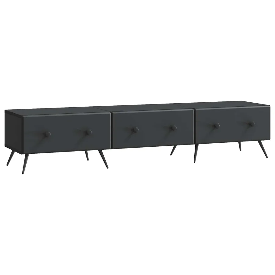 Meuble TV avec tiroir Noir 147 x 34,5 x 30 cm Bois d'ingénierie - 2