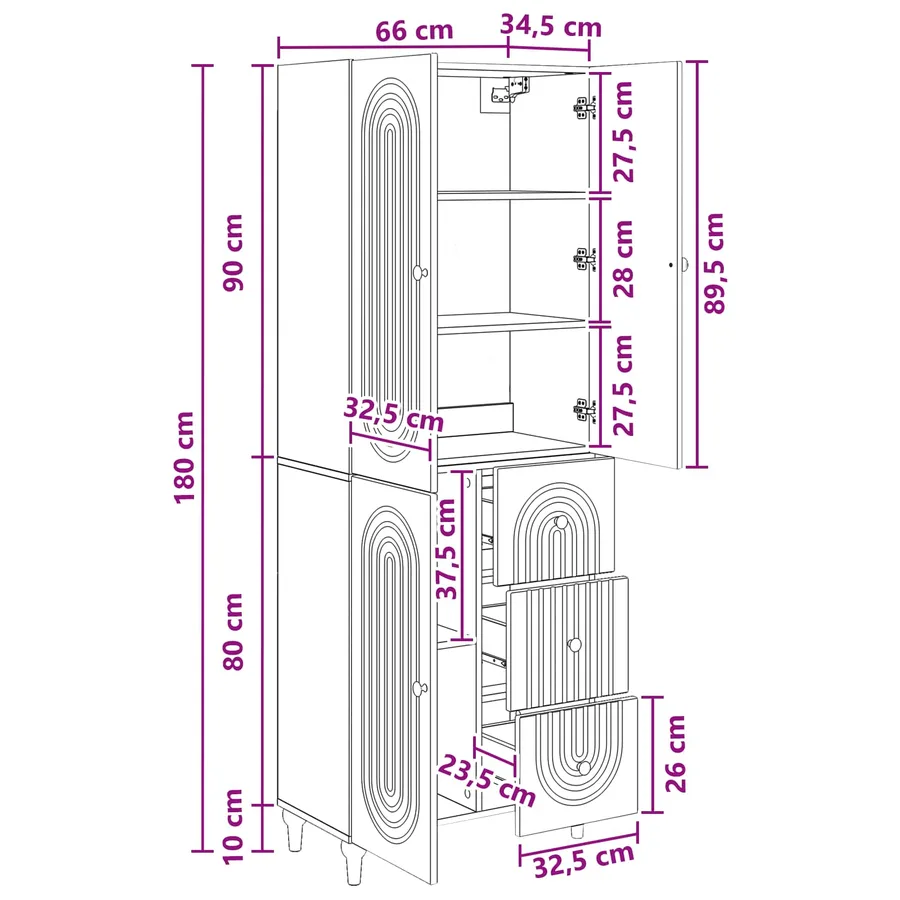 Ensemble de Meubles 2 pcs 66 x 34,5 x 90 cm Bois d'ingénierie - 8