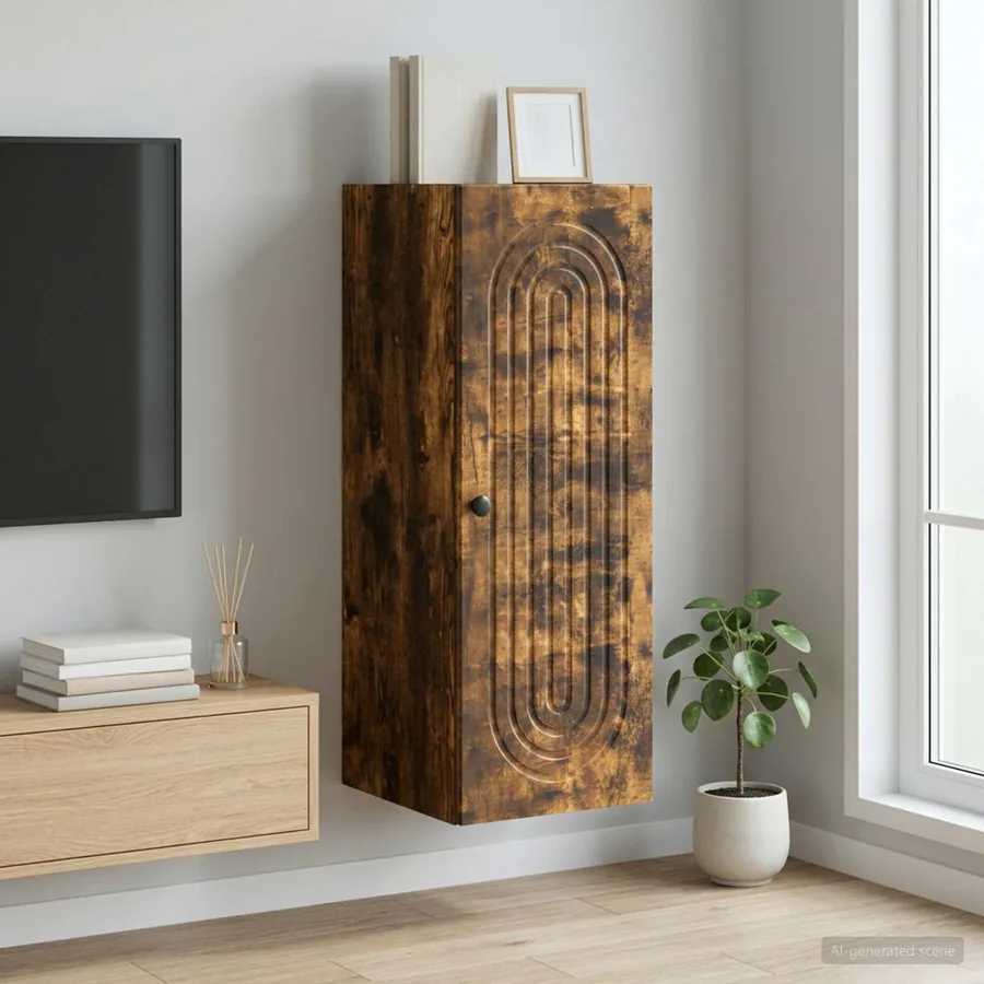 Armoire Murale Chêne fumé 33 x 34,5 x 90 cm Bois d'ingénierie
