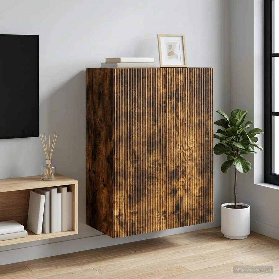 Armoire Murale Chêne fumé 66 x 34,5 x 90 cm Bois d'ingénierie
