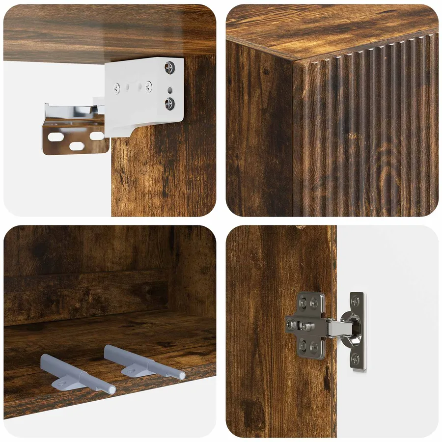 Armoire Murale Chêne fumé 66 x 34,5 x 90 cm Bois d'ingénierie - 7