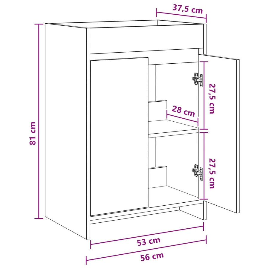 Meuble sous lavabo de salle de bain Blanc 56 x 37,5 x 81 cm - 9