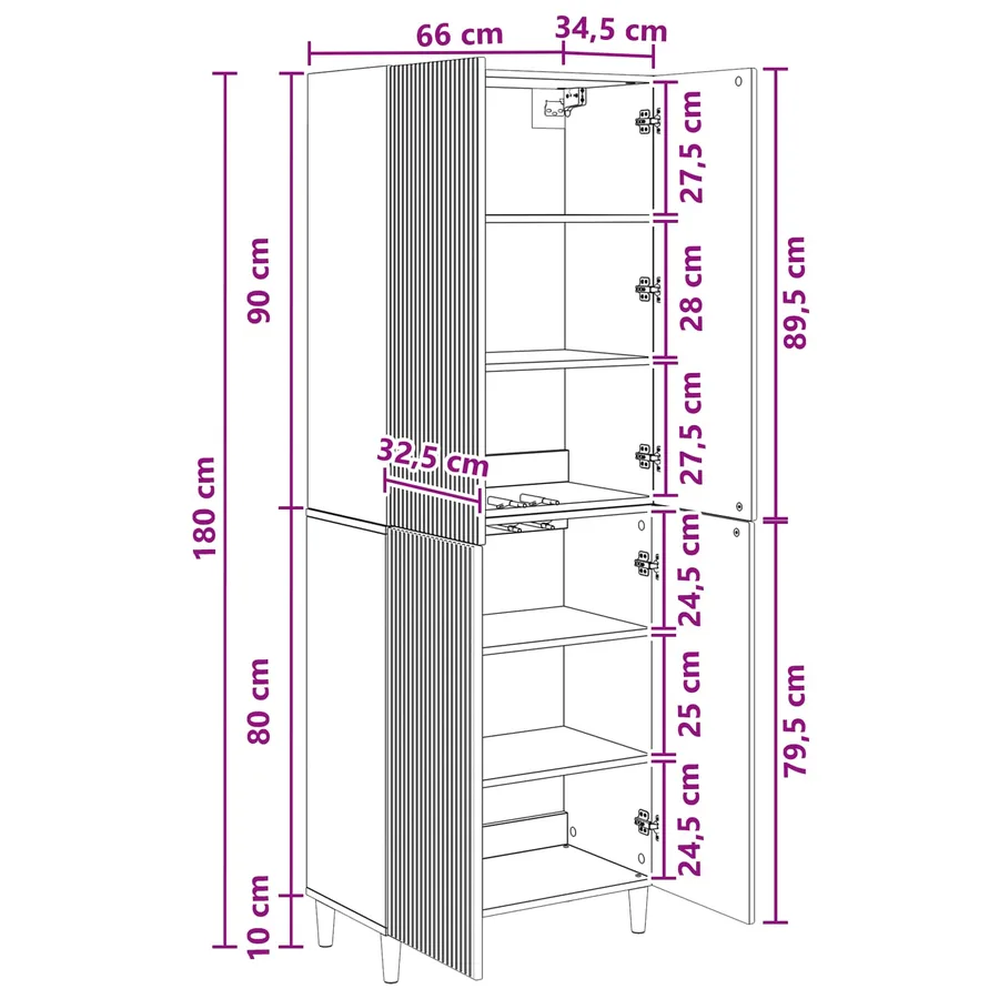 Ensemble de Meubles 2 pcs 66 x 34,5 x 90 cm Bois d'ingénierie - 9