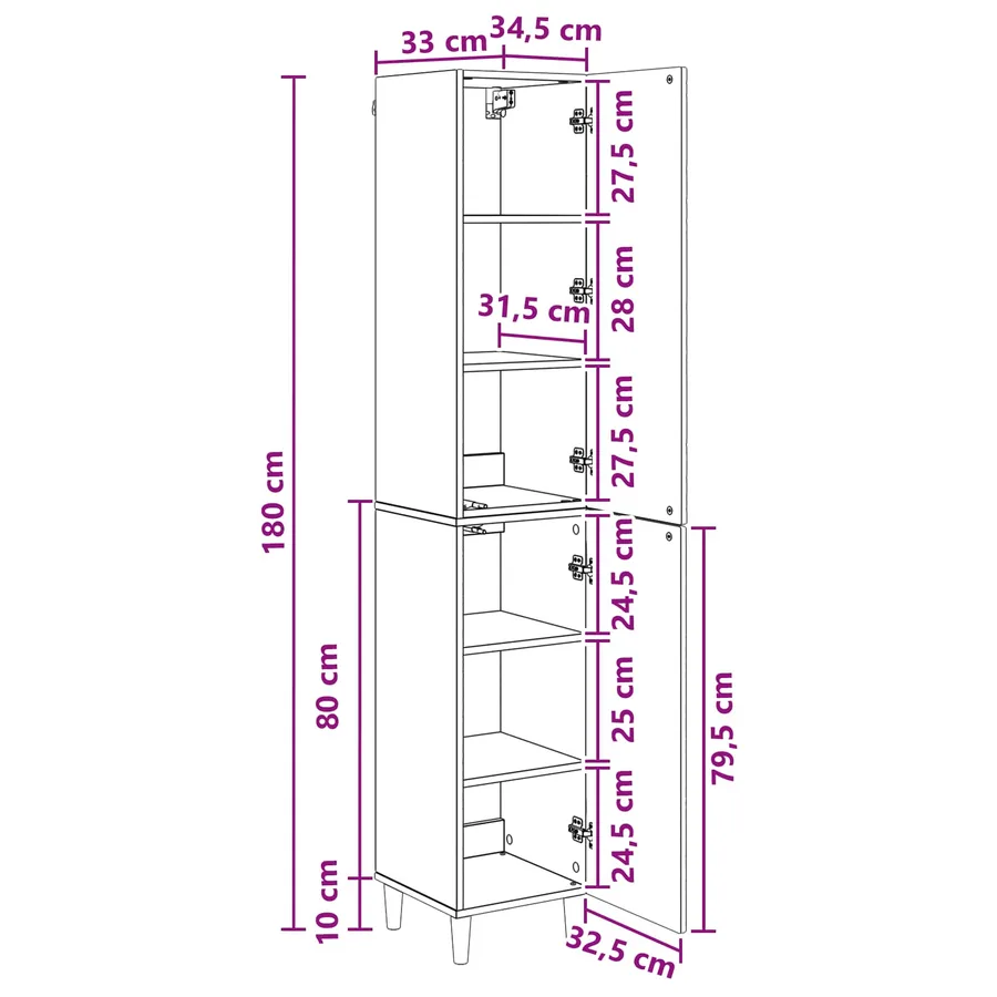 Ensemble de Meubles 2 pc Chêne artisanal Bois d'ingénierie - 8