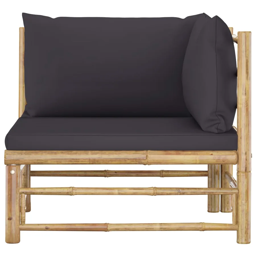 Salon de jardin 2 pcs avec coussins gris foncé bambou - 4