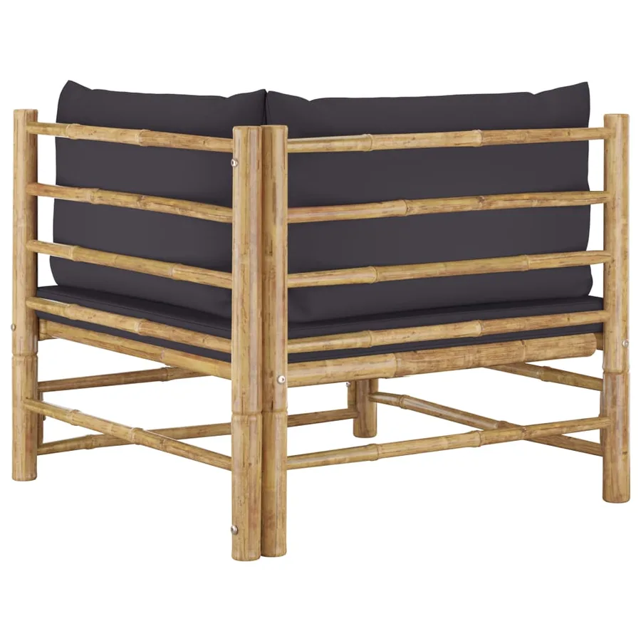 Salon de jardin 2 pcs avec coussins gris foncé bambou - 5