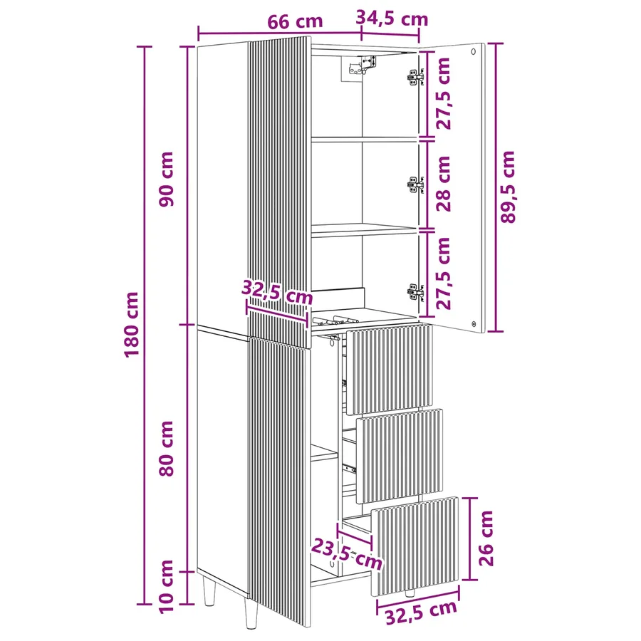 Ensemble de Meubles 2 pcs 66 x 34,5 x 90 cm Bois d'ingénierie - 9