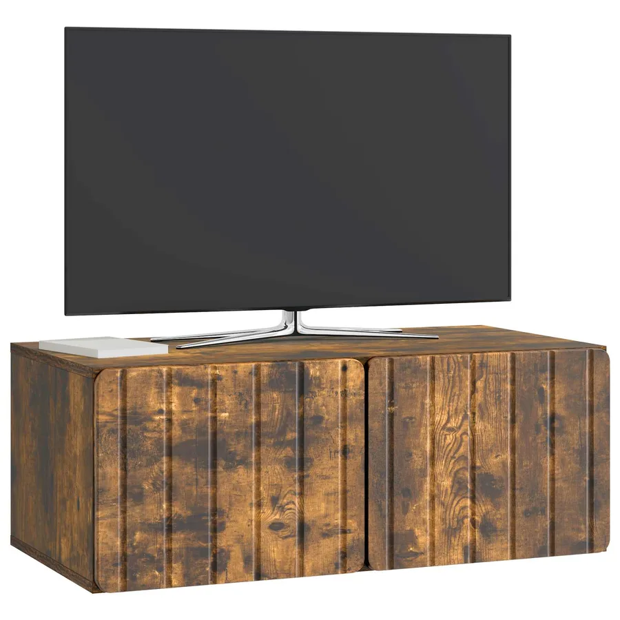 Meuble TV mural 78,5 x 41 x 30 cm Chêne fumé Bois d'ingénierie - 3