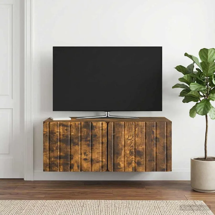 Meuble TV mural 78,5 x 41 x 30 cm Chêne fumé Bois d'ingénierie - 4