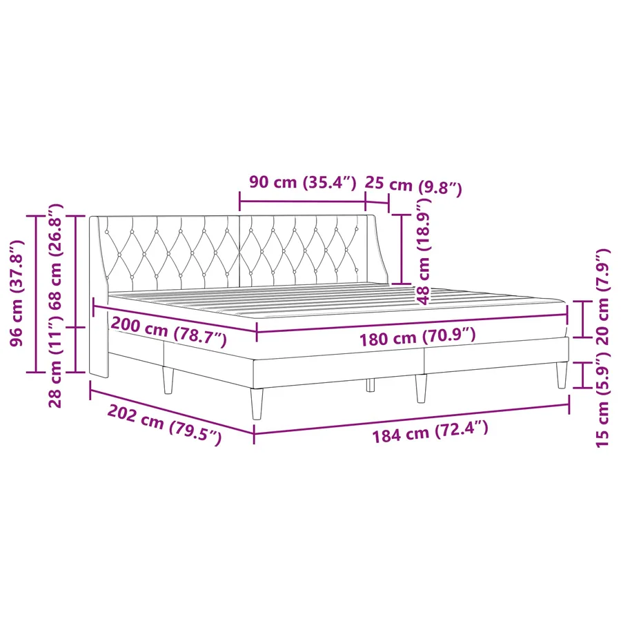 Cadre de lit avec matelas Rose 180 x 200 cm Velours - 11
